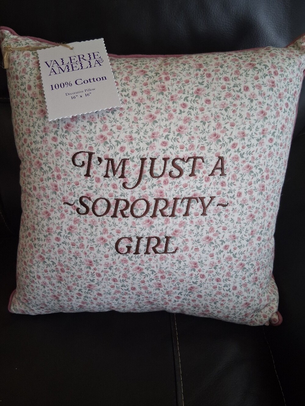 Pink Floral 'I'm Just a Sorority Girl' Decorative Pillow